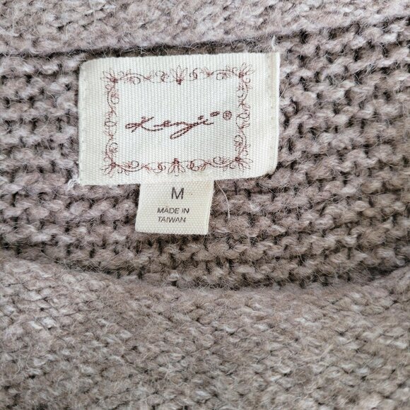 Anthropologie Kenji Sweater Womens Medium Beige Short Sleeve Roll Sleeve Long - Picture 6 of 7